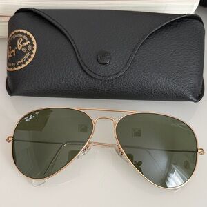 Ray-Ban Gold Frame Sunglasses with Green Lenses